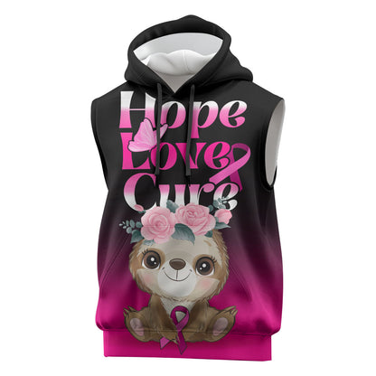 Personalised Hope Love Cure Sloth Sleeveless Hoodie