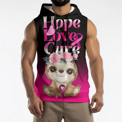 Personalised Hope Love Cure Sloth Sleeveless Hoodie