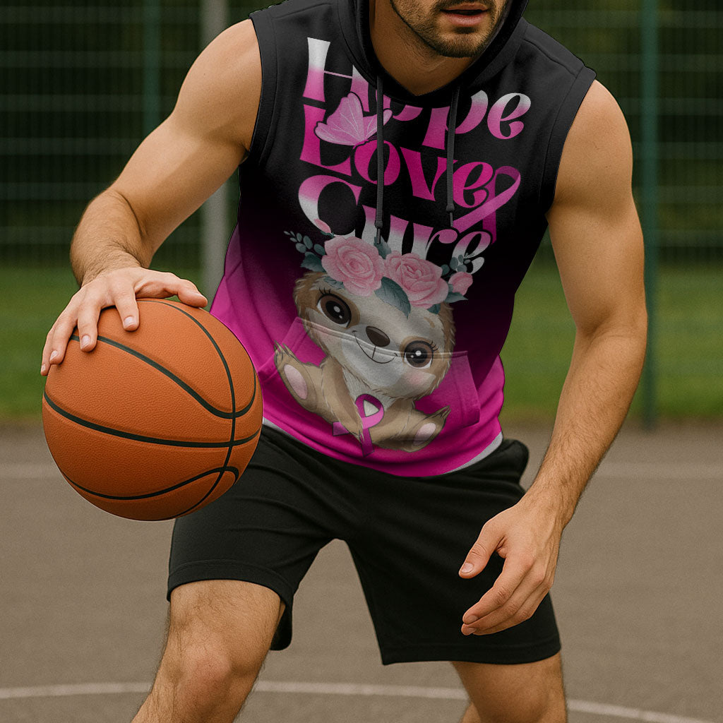 Personalised Hope Love Cure Sloth Sleeveless Hoodie