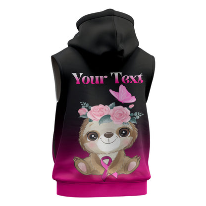 Personalised Hope Love Cure Sloth Sleeveless Zip Hoodie