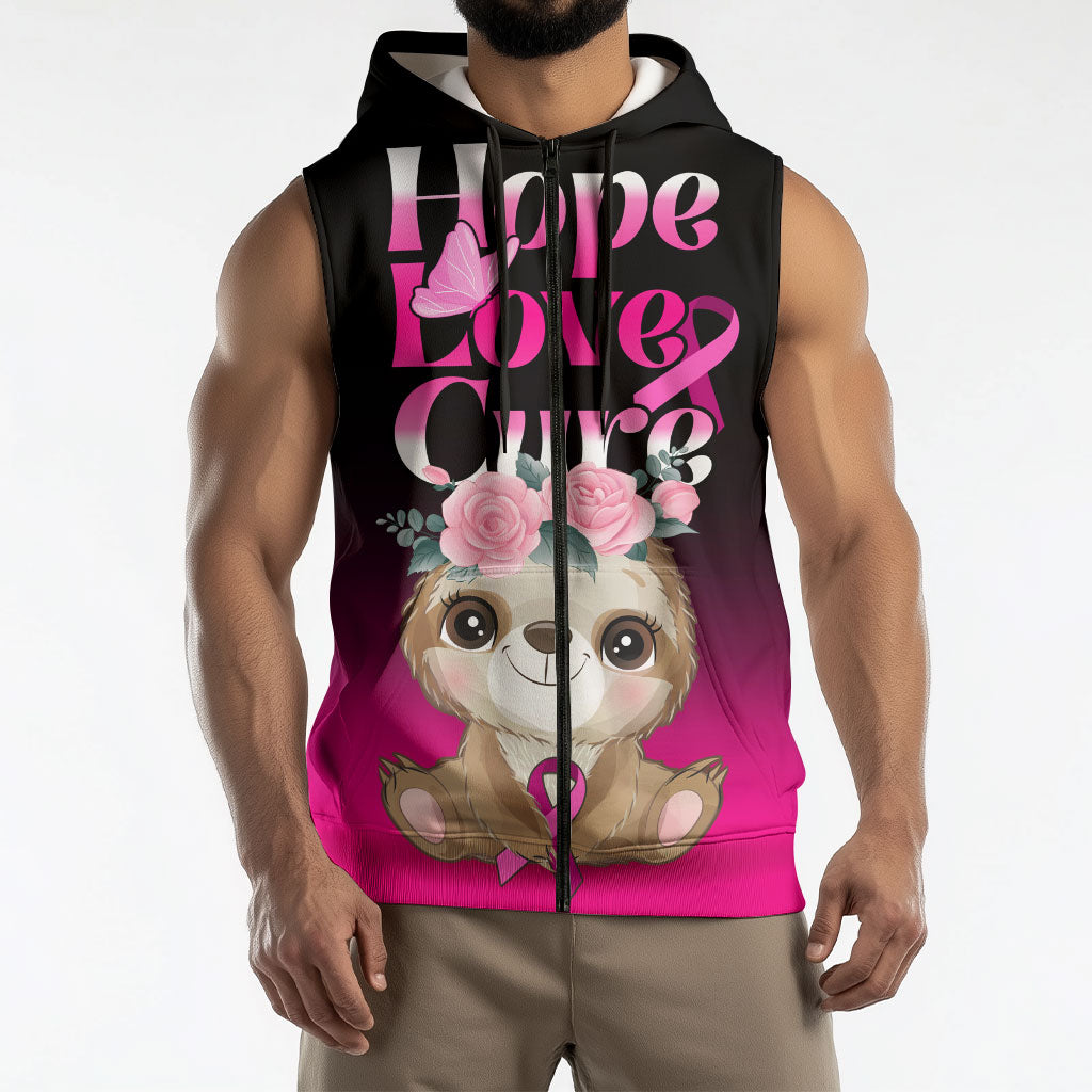 Personalised Hope Love Cure Sloth Sleeveless Zip Hoodie