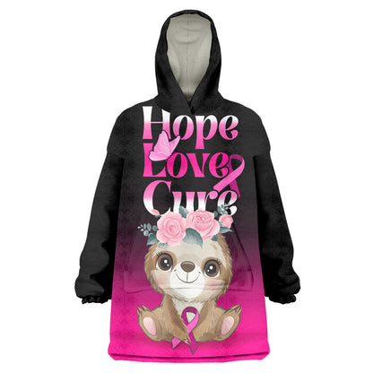 Personalised Hope Love Cure Sloth Wearable Blanket Hoodie