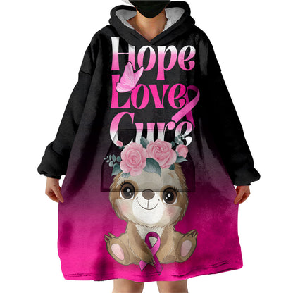 Personalised Hope Love Cure Sloth Wearable Blanket Hoodie