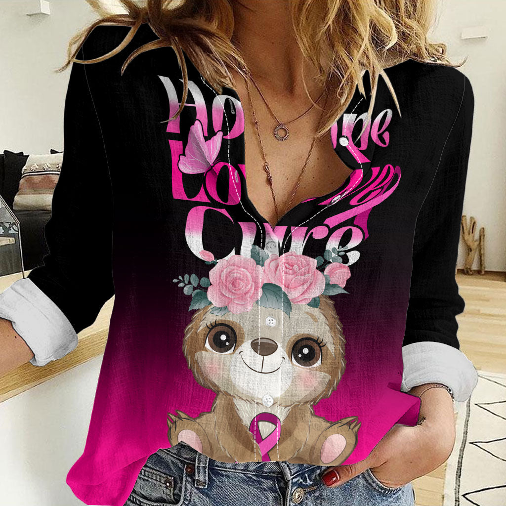 Personalised Hope Love Cure Sloth Women Casual Shirt