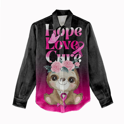 Personalised Hope Love Cure Sloth Women Casual Shirt