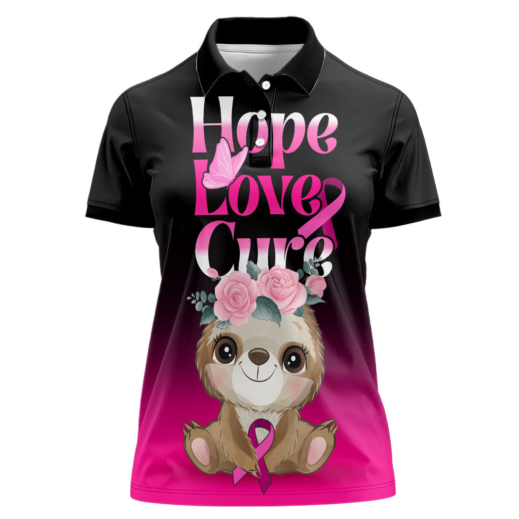Personalised Hope Love Cure Sloth Women Polo Shirt