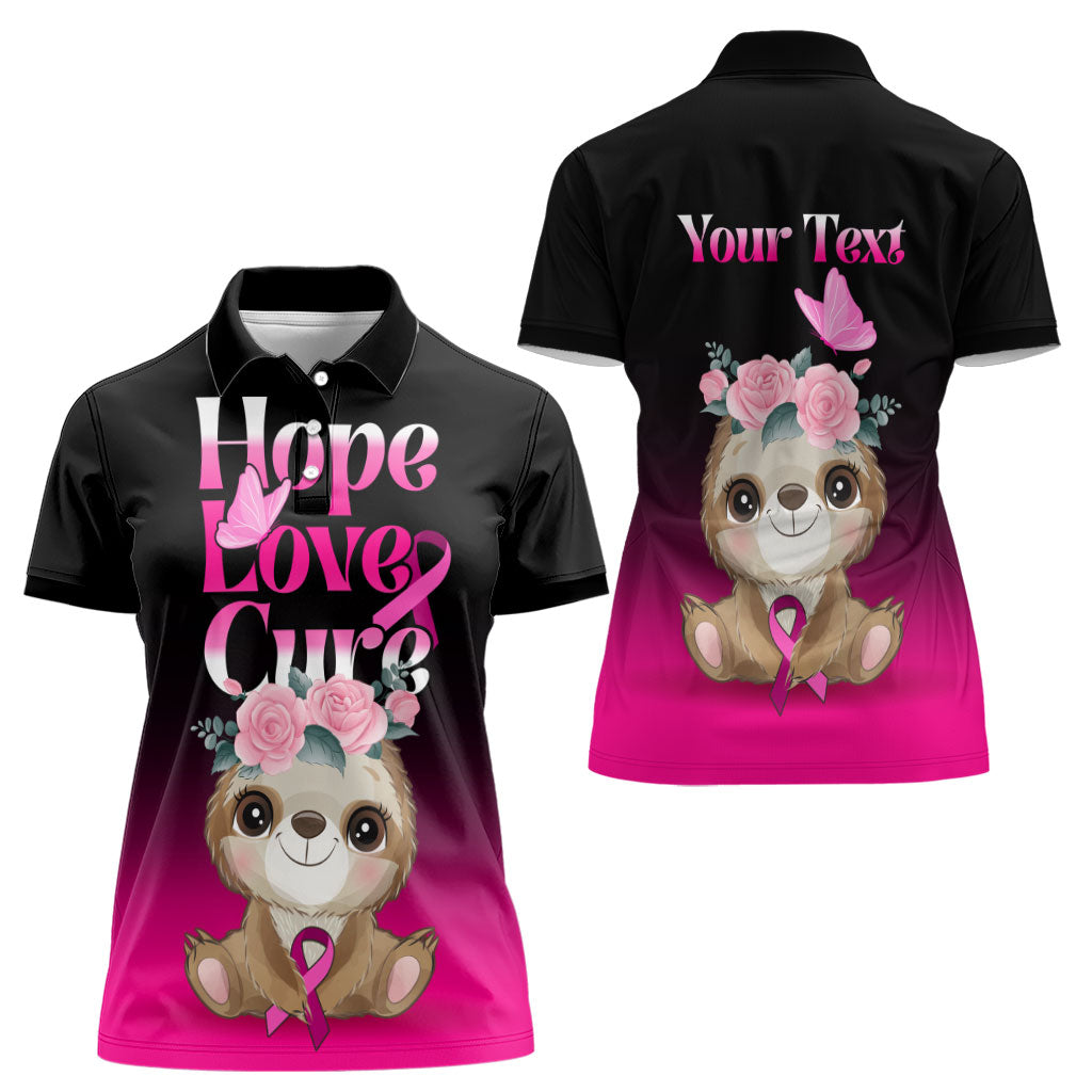 Personalised Hope Love Cure Sloth Women Polo Shirt