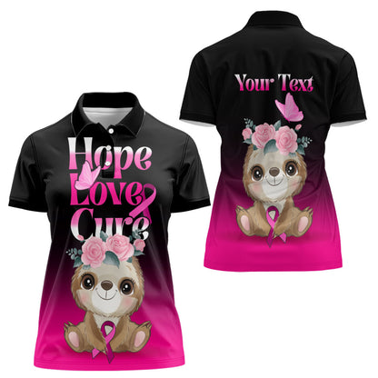 Personalised Hope Love Cure Sloth Women Polo Shirt