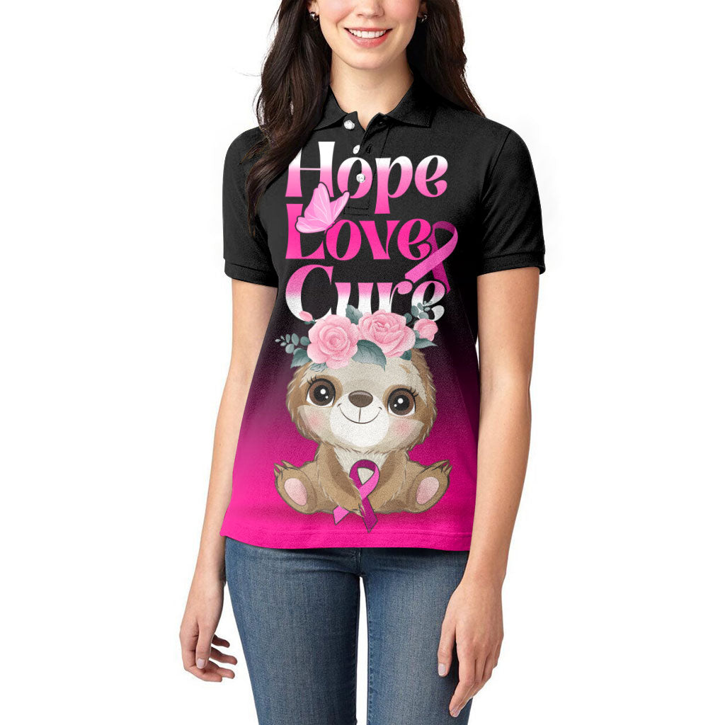 Personalised Hope Love Cure Sloth Women Polo Shirt