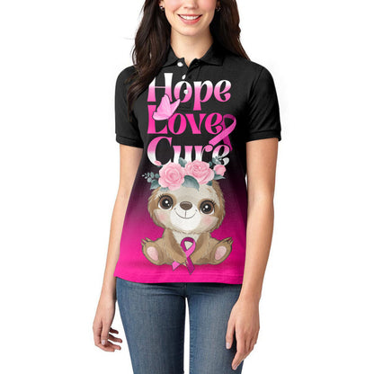 Personalised Hope Love Cure Sloth Women Polo Shirt