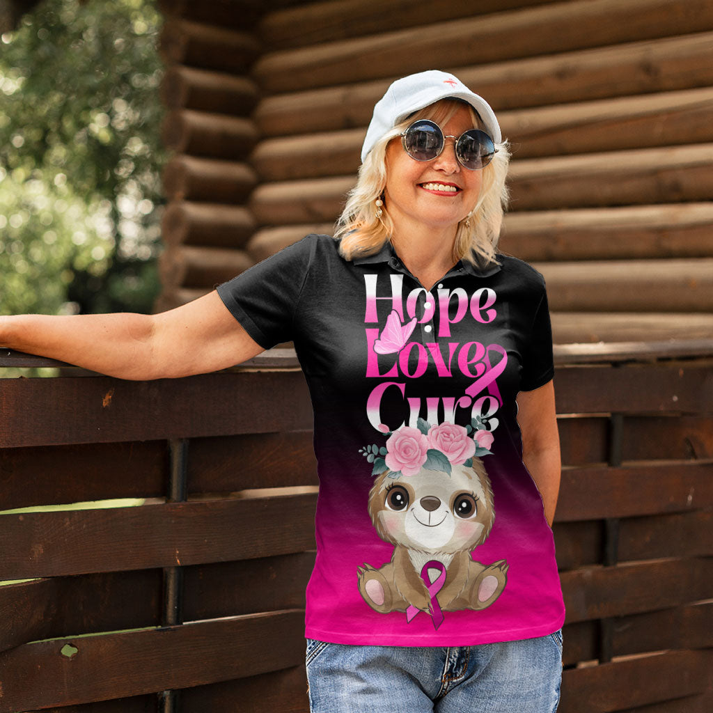 Personalised Hope Love Cure Sloth Women Polo Shirt