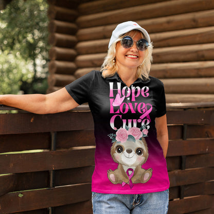 Personalised Hope Love Cure Sloth Women Polo Shirt