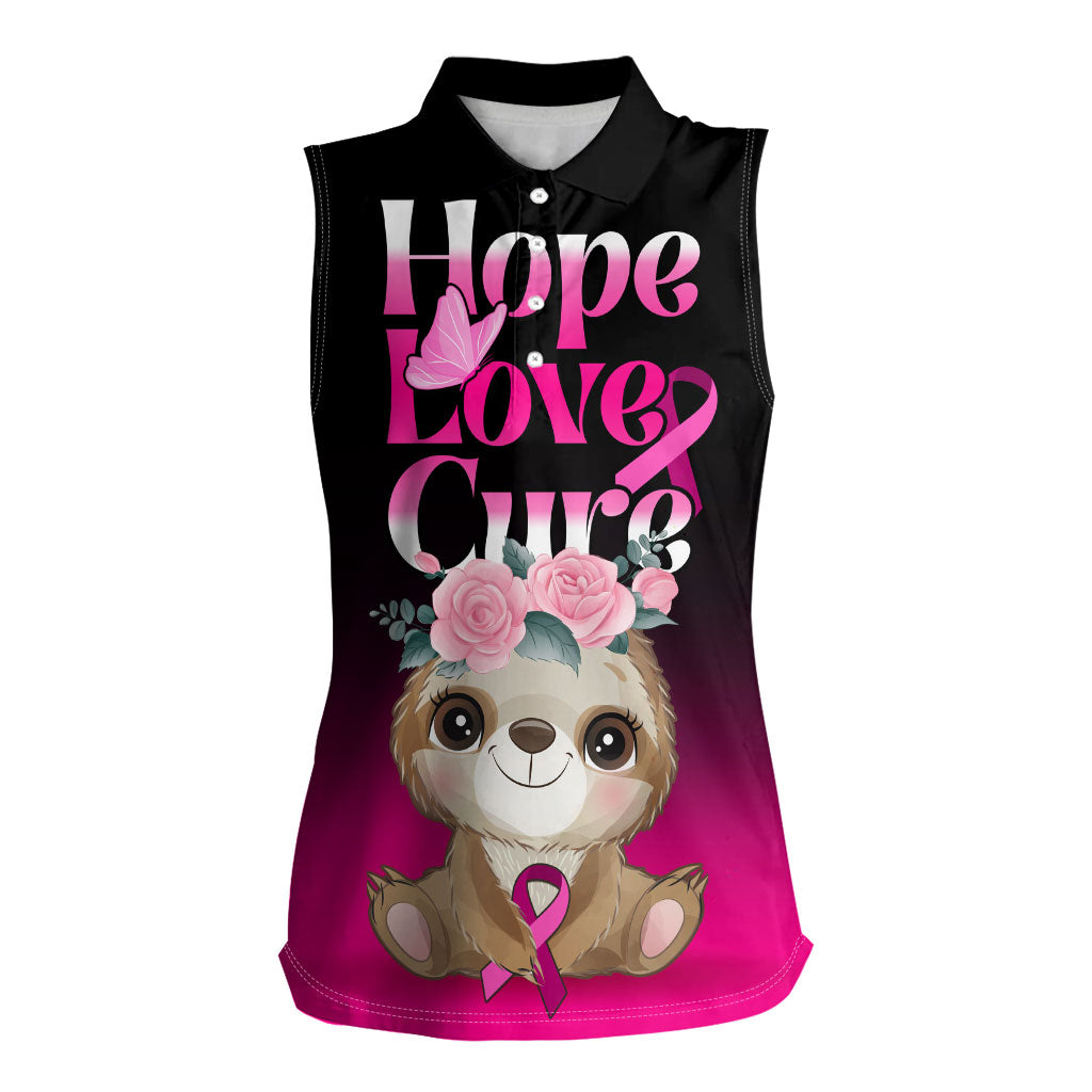 Personalised Hope Love Cure Sloth Women Sleeveless Polo Shirt