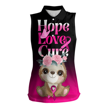 Personalised Hope Love Cure Sloth Women Sleeveless Polo Shirt
