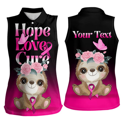 Personalised Hope Love Cure Sloth Women Sleeveless Polo Shirt