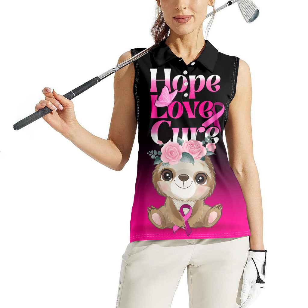 Personalised Hope Love Cure Sloth Women Sleeveless Polo Shirt