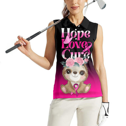 Personalised Hope Love Cure Sloth Women Sleeveless Polo Shirt