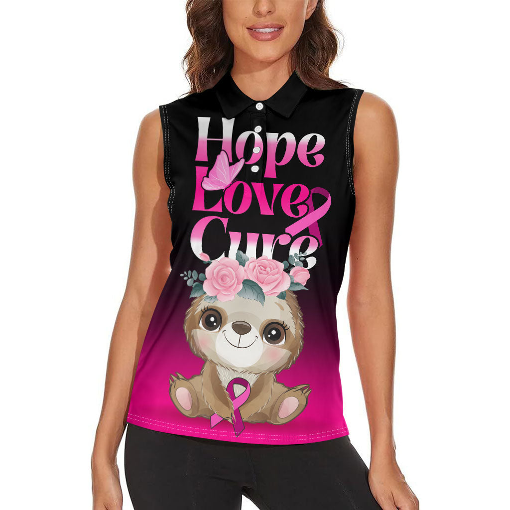 Personalised Hope Love Cure Sloth Women Sleeveless Polo Shirt