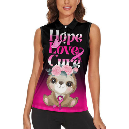 Personalised Hope Love Cure Sloth Women Sleeveless Polo Shirt