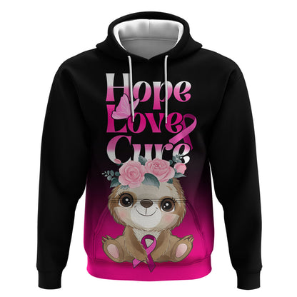 Personalised Hope Love Cure Sloth Zip Hoodie