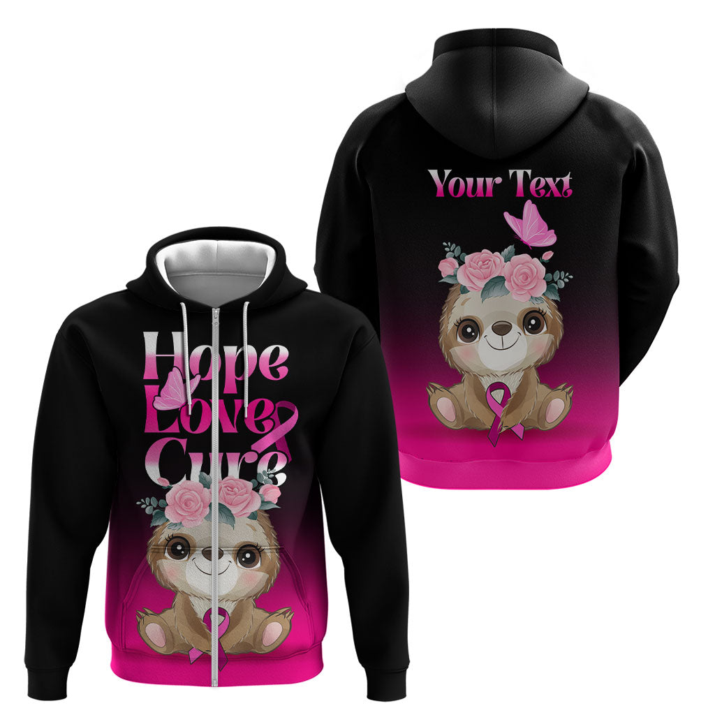 Personalised Hope Love Cure Sloth Zip Hoodie