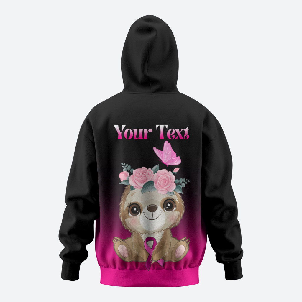 Personalised Hope Love Cure Sloth Zip Hoodie