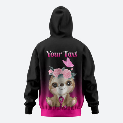 Personalised Hope Love Cure Sloth Zip Hoodie
