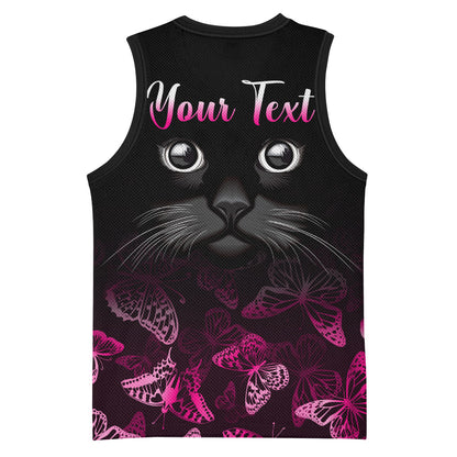 Personalised I Am A Survivor Basketball Jersey Black Cat Breast Cancer Support