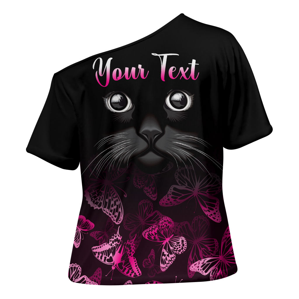 Personalised I Am A Survivor Cross Shoulder Shirt Black Cat Breast Cancer Support