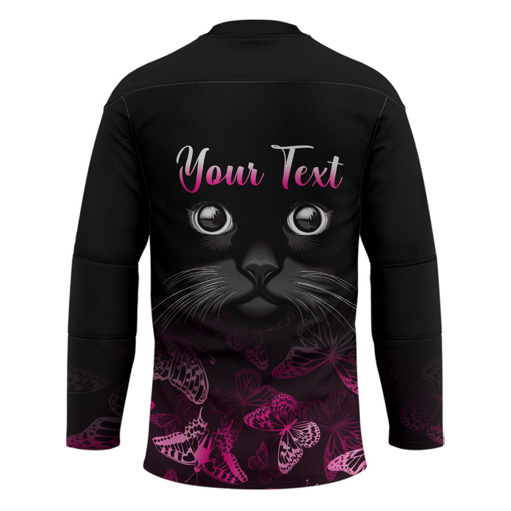 Personalised I Am A Survivor Hockey Jersey Black Cat Breast Cancer Support