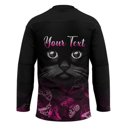 Personalised I Am A Survivor Hockey Jersey Black Cat Breast Cancer Support