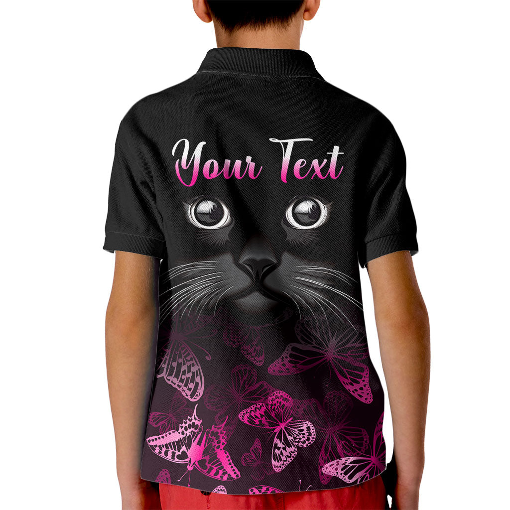 Personalised I Am A Survivor Kid Polo Shirt Black Cat Breast Cancer Support