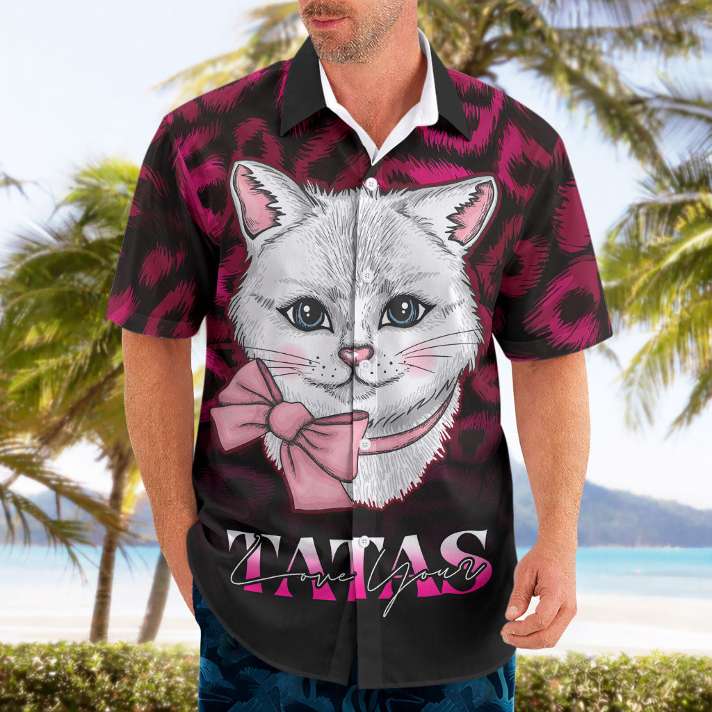 Personalised Love Your Tatas Hawaiian Shirt Cat Breast Cancer Support