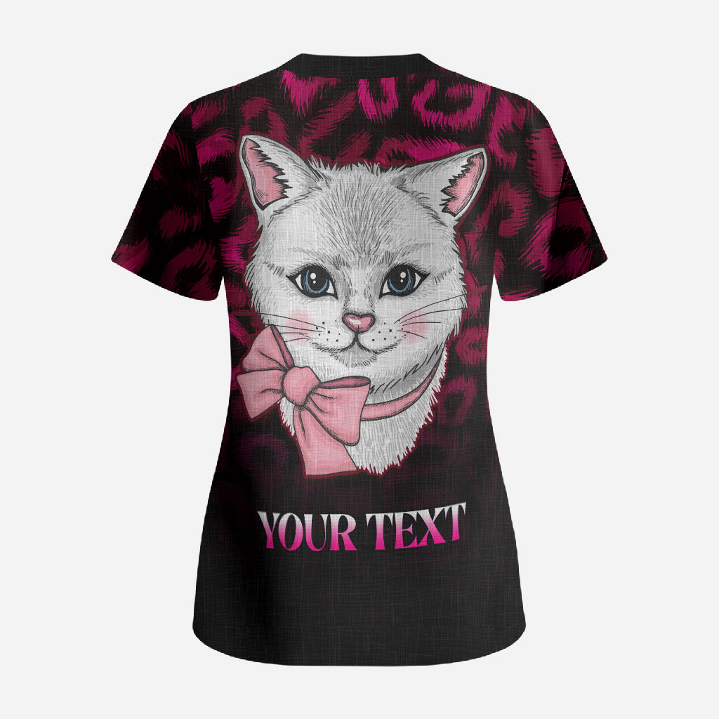 Personalised Love Your Tatas Scrub Top Cat Breast Cancer Support