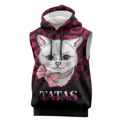 Personalised Love Your Tatas Sleeveless Hoodie Cat Breast Cancer Support
