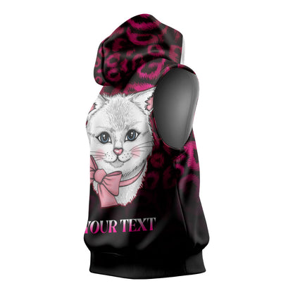 Personalised Love Your Tatas Sleeveless Hoodie Cat Breast Cancer Support