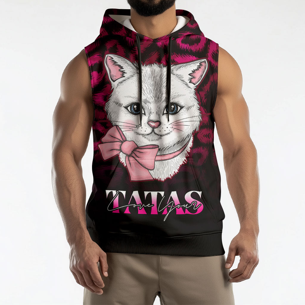 Personalised Love Your Tatas Sleeveless Hoodie Cat Breast Cancer Support