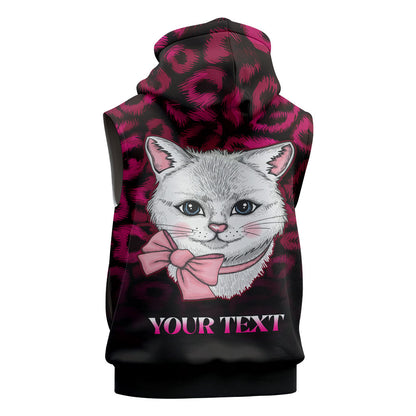 Personalised Love Your Tatas Sleeveless Zip Hoodie Cat Breast Cancer Support