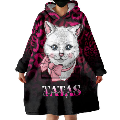 Personalised Love Your Tatas Wearable Blanket Hoodie Cat Breast Cancer Support