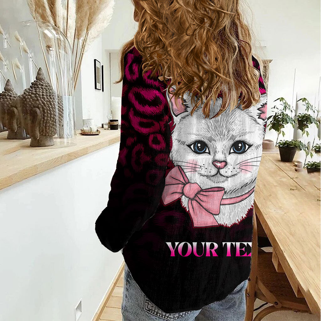 Personalised Love Your Tatas Women Casual Shirt Cat Breast Cancer Support