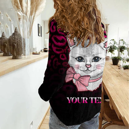 Personalised Love Your Tatas Women Casual Shirt Cat Breast Cancer Support