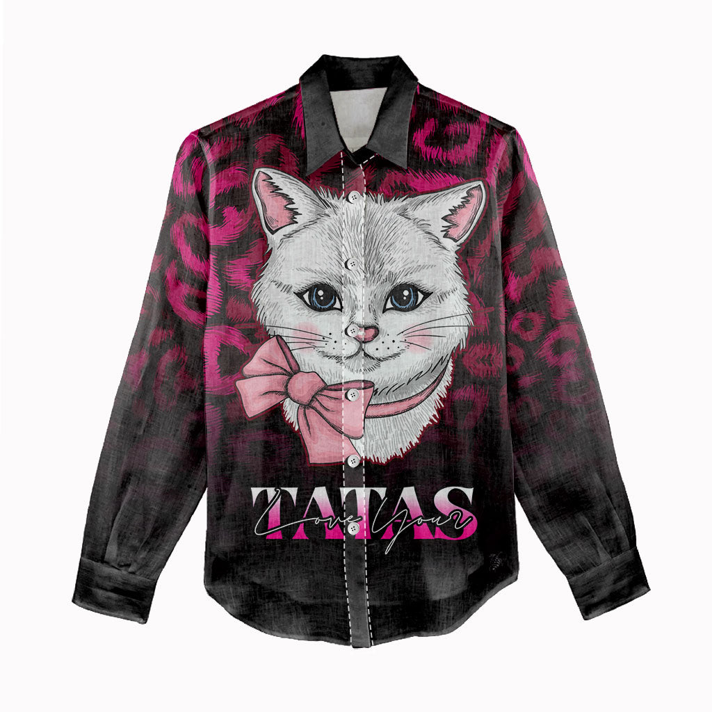 Personalised Love Your Tatas Women Casual Shirt Cat Breast Cancer Support