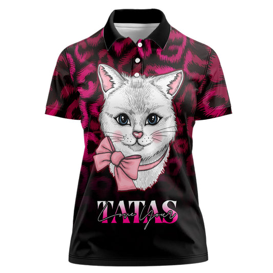 Personalised Love Your Tatas Women Polo Shirt Cat Breast Cancer Support