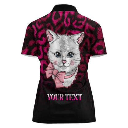 Personalised Love Your Tatas Women Polo Shirt Cat Breast Cancer Support