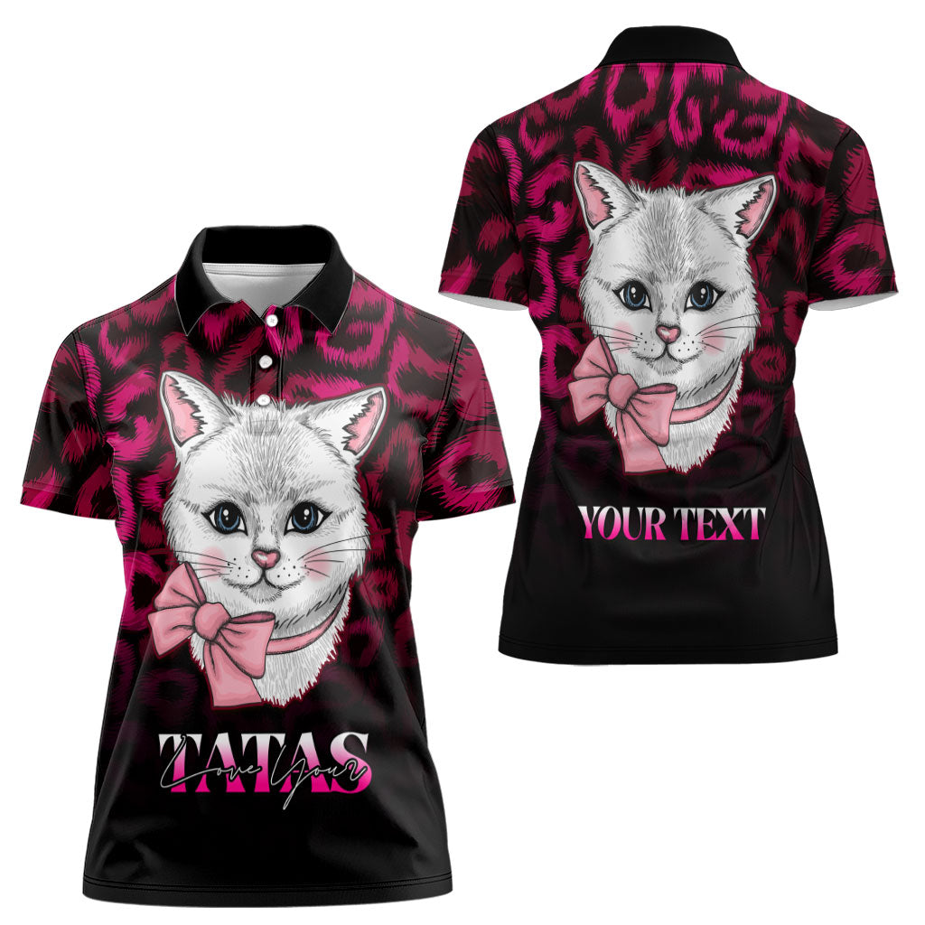 Personalised Love Your Tatas Women Polo Shirt Cat Breast Cancer Support
