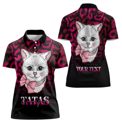 Personalised Love Your Tatas Women Polo Shirt Cat Breast Cancer Support