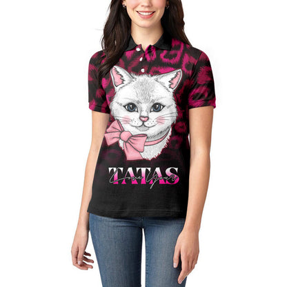 Personalised Love Your Tatas Women Polo Shirt Cat Breast Cancer Support