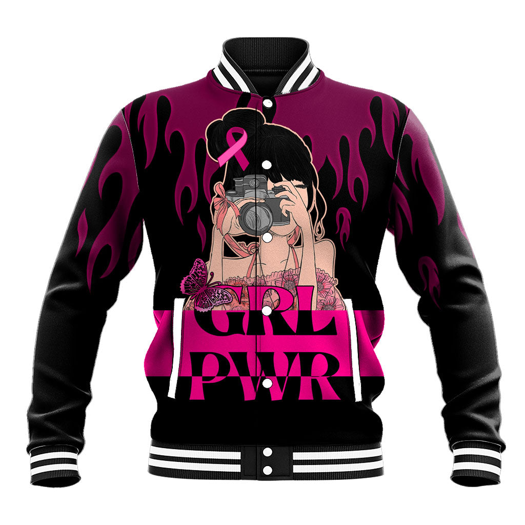 Personalised Girl Power Baseball Jacket Day Of The Girl Breast Cancer Support