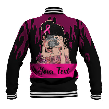 Personalised Girl Power Baseball Jacket Day Of The Girl Breast Cancer Support
