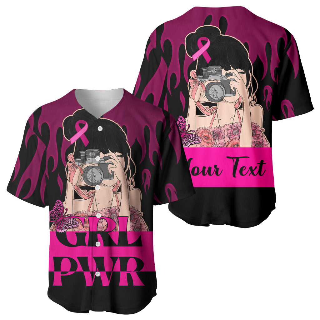 Personalised Girl Power Baseball Jersey Day Of The Girl Breast Cancer Support